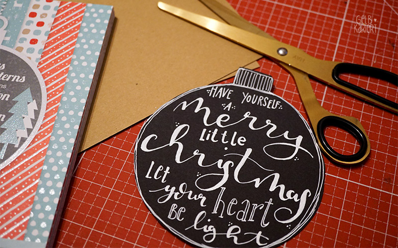 Handlettering Weihnachtskarten Basteln Gelbkariert