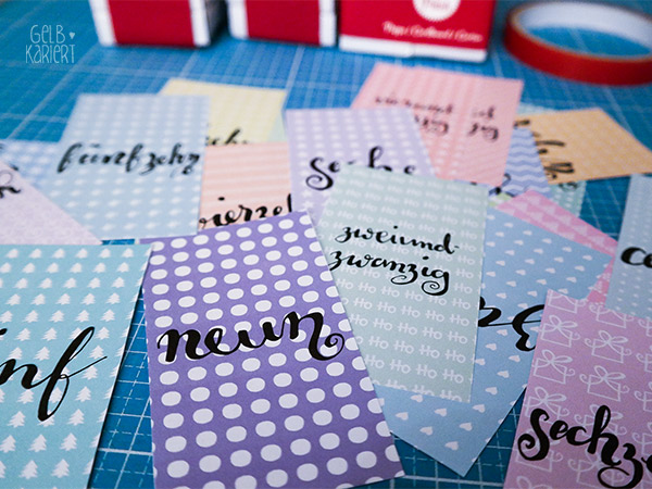 Freebie: Handlettering Adventskalenderzahlen|Gelbkariert