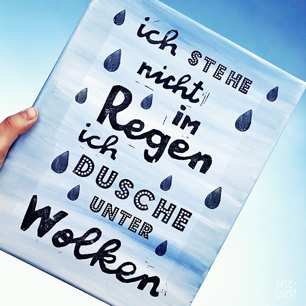 Handlettering mit Transfertechnik auf Keilrahmen, Schrift trifft auf Keilrahmen