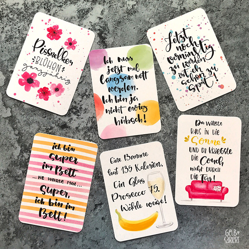 Handlettering Postkarten für Edition Gollong, lustige Sprüche