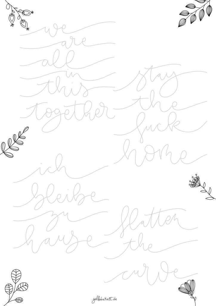 Kreative Auszeit, Handlettering Übungen und Ausmalbilder zum Download und Ausdrucken, Handlettering für Anfänger, Lettering Printables, kostenlose Handlettering Übungen, Bounce Lettering, Gelbkariert