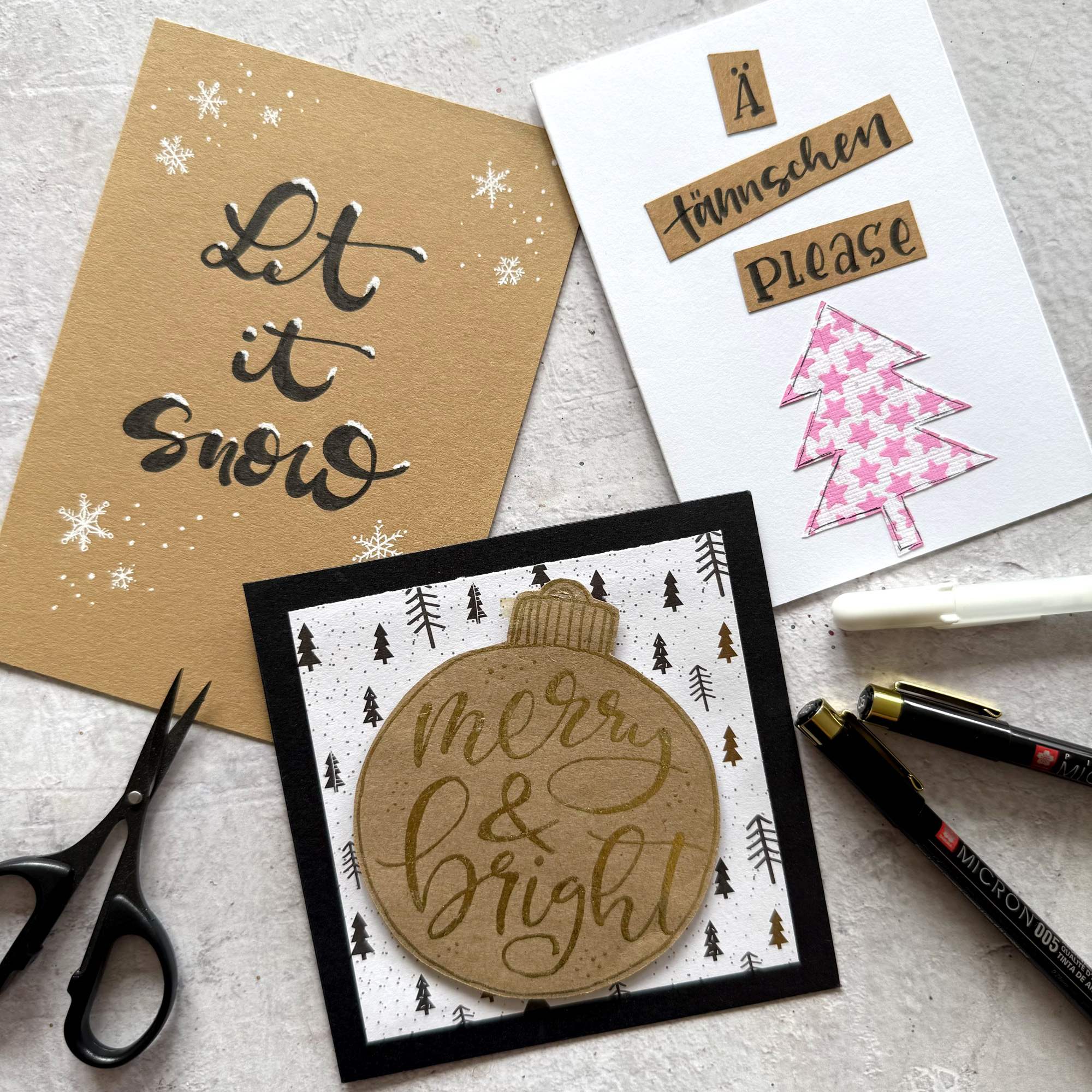 Weihnachtskarten Handlettering