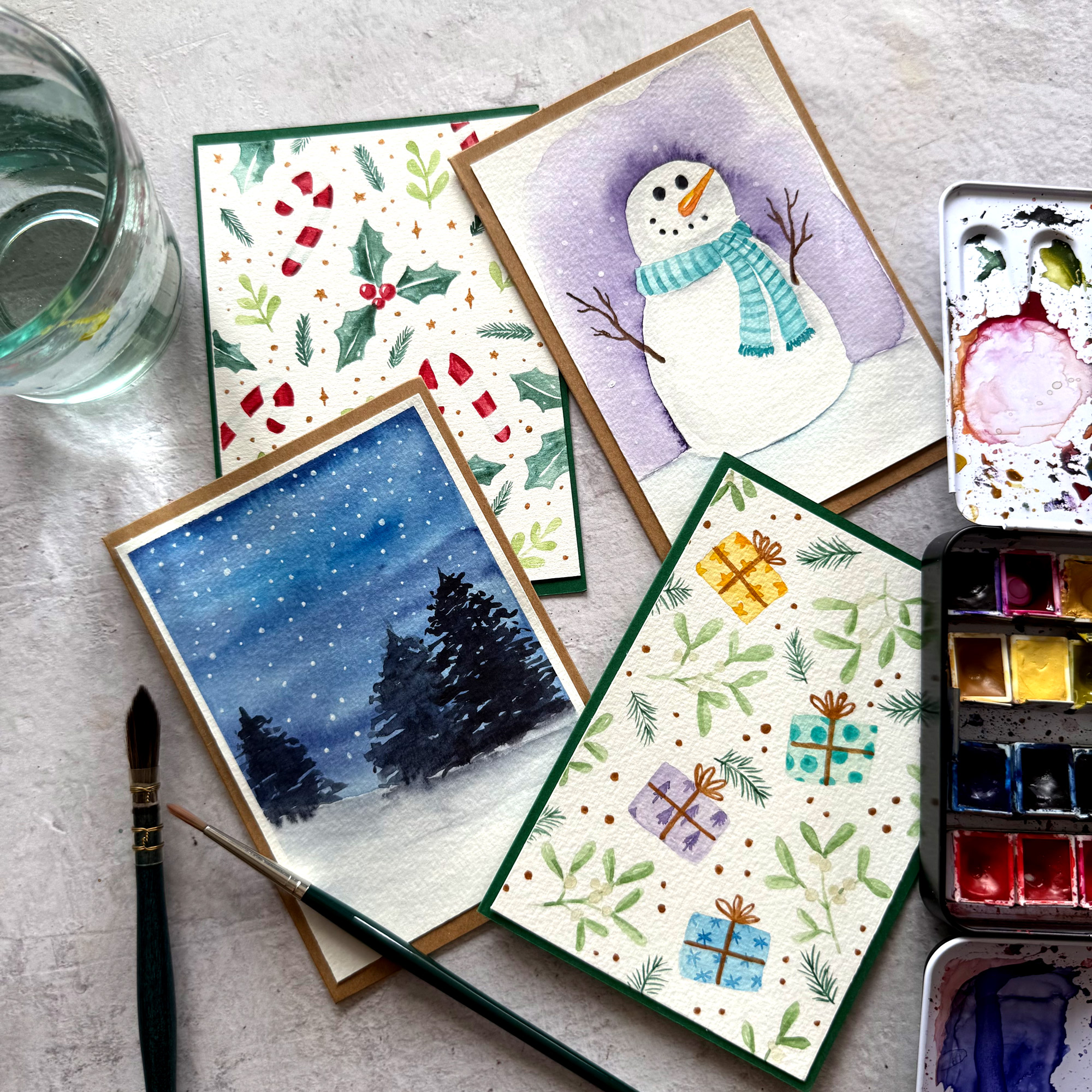 Aquarell Weihnachtskarten Handlettering Osterkarten;Handlettering Ostern; basteln für Ostern; Lettering für Anfänger; Handlettering Anleitung; Lettern für Anfänger; Handlettering Vorlage; Falsche Kalligrafie; Faux Calligraphy lernen; Aquarellieren mit Brush Pens; Gelbkariert